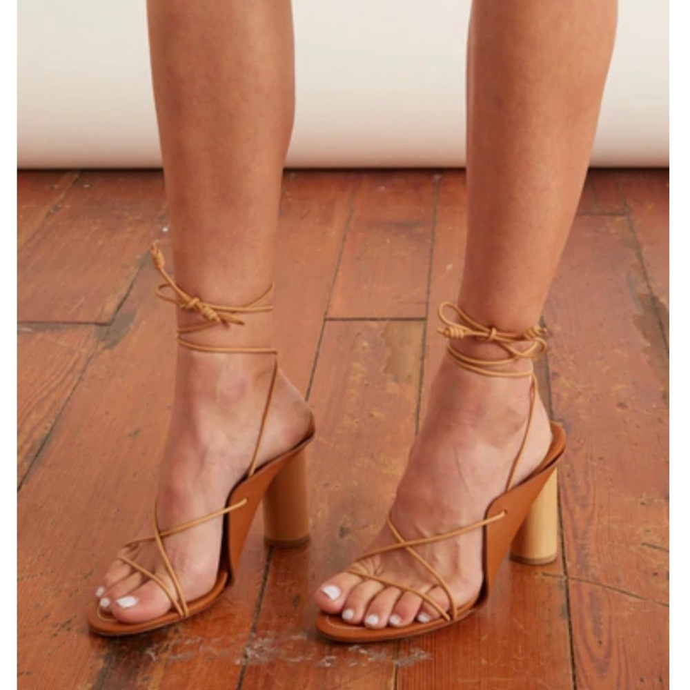 Ulla johnson Roxie heel in saddle wrap up wood heel